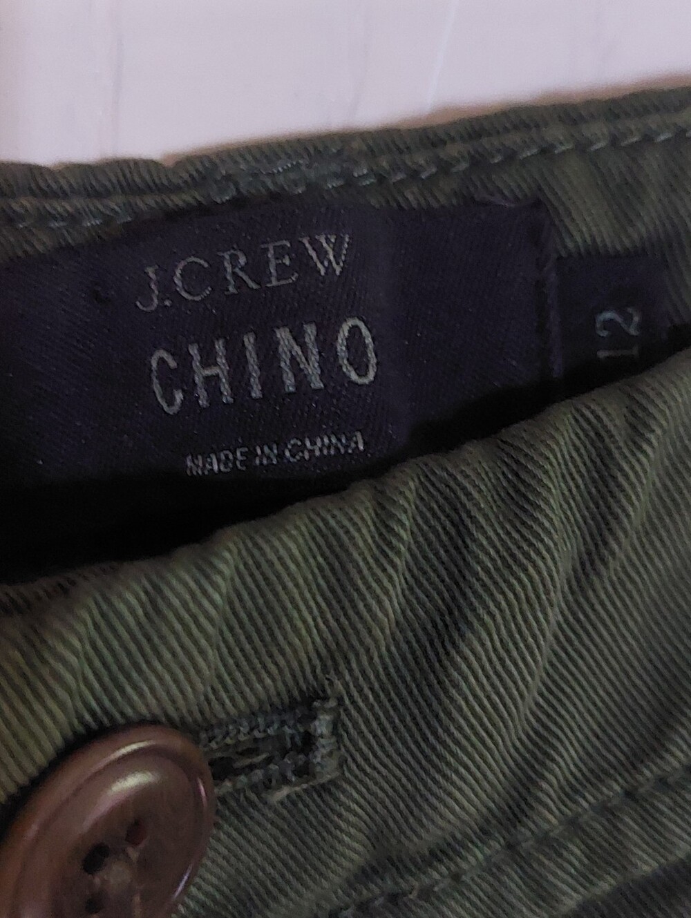 J. Crew Olive Chino With Sequins Trim Pants -Women's Size 12.